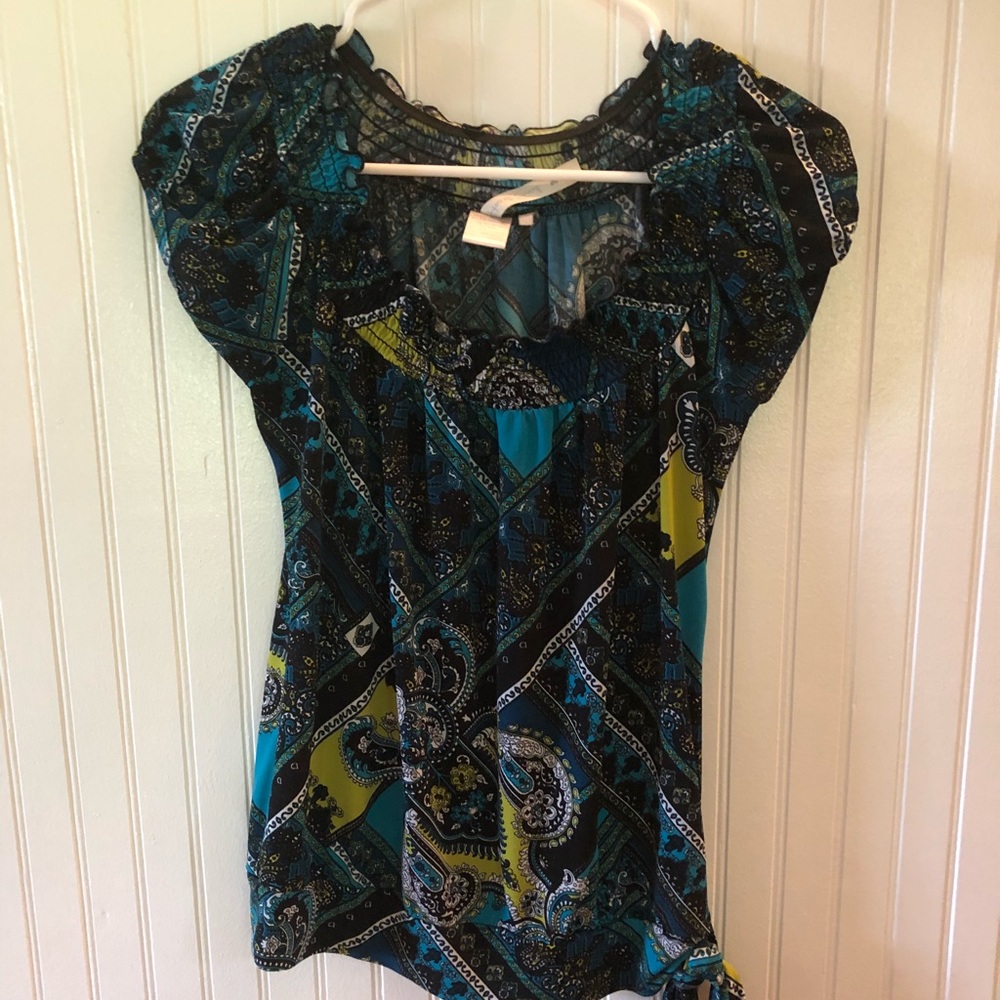 Black and Blue Patterned Blouse